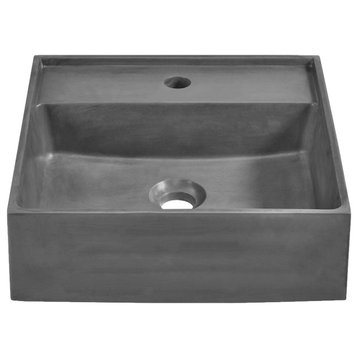 Lisse 23.5" Rectangle Concrete Vessel Bathroom Sink, Dark Gray