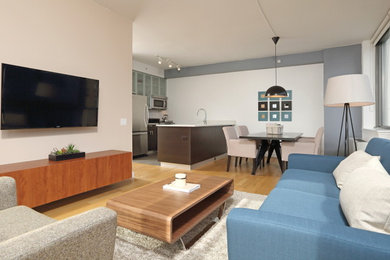 Trendy living room photo in New York