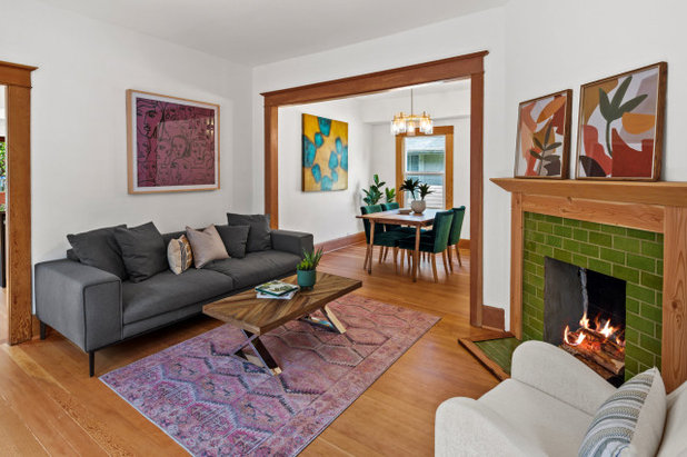 Craftsman Living Room by Martinez Hardwood Floors