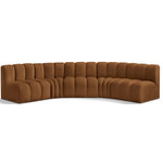 Meridian Furniture - Arc Velvet Upholstered 5-Pc. U-Shaped Modular Sectional, Saddle - Give your living room or den the perfect blend of style and versatility with this Arc velvet fabric curved modular Sectional. Part of the Arc modular furniture collection, this Sectional comes upholstered in rich saddle velvet fabric and features deep channel tufting that adds a touch of luxury while enhancing comfort and support. A seamless combination of form and function, this chair can be used with other Arc pieces to create a myriad of configurations in your well-curated room.