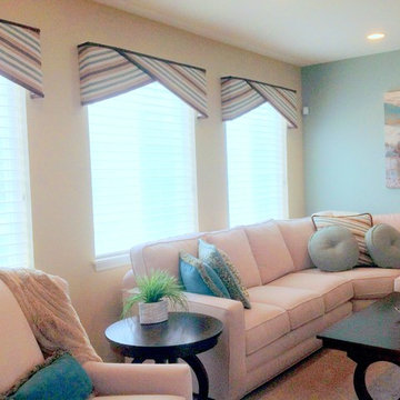 Living Room and Kitchen Custom Window Treatments