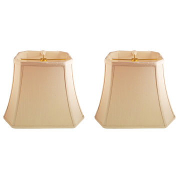 Royal Designs Rectangle Cut Corner Lamp Shade, Beige,, 7x10x(12.25x18x13.25, S