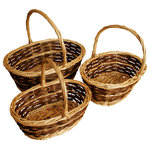 WaldImports - Wald Imports Brown & Beige Willow Decorative Nesting Storage Baskets, Set of 3 - Set of 3 Two-Tone Willow Baskets. In 3 helpful sizes, this basket set features a visually interesting two-tone weave. Create gift baskets for family and friends. Or use as storage and organization for household items like towels, blankets, magazines, crafts or anything else that needs a home. Your package will contain 3 baskets; one of each of the three sizes. Large basket is 14-1/2-inches across inside top diameter by 10-1/2-inches, 6-inches deep and 13-inches tall with handle. Small basket is 11-1/2-inches across inside top diameter by 7-inches, 4-inches deep and 10-inches tall with handle. Imported.