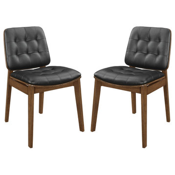 Set of 2 Side Chairs, Natural Walnut and Black