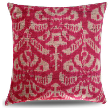 Canvello Pink Beige Geometric Throw Pillow Down Feather Filled 16"x16"