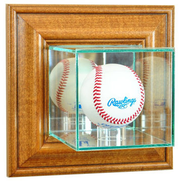 Wall Mounted Baseball Display Case, Walnut