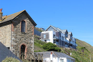 Design ideas for a contemporary house exterior in Cornwall.