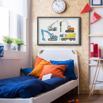 "Powerful Trucks" Framed Painting Print