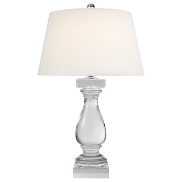 Balustrade Table Lamp in Crystal with Linen Shade