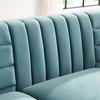 Ingenuity Channel Tufted Performance Velvet Sofa, Light Blue