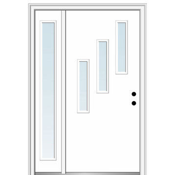 48"x80" 3 Lites Clear Left-Hand Inswing Primed Fiberglass Door, 4-9/16"
