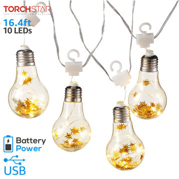 TORCHSTAR 16.4ft LED String Lights, Battery and USB Operated, Warm White