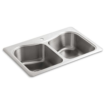 Kohler Staccato 33" X 22" X 8-5/16" Double-Equal Bowl Kitchen Sink