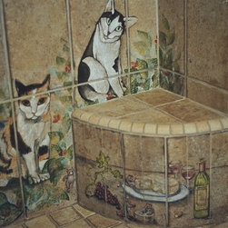 Roman Shower Design with Cats - Artwork
