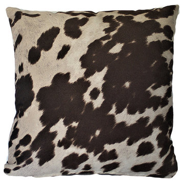 Cowhide Brown Animal Fur Decorative Throw Pillow, 21"x21"