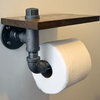 Reclaimed Wood and Pipe Toilet Paper Holder, Jacobean