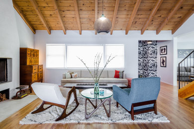 Example of a beach style living room design