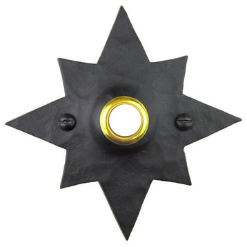 Rustic Hammered Star Wrought Iron Doorbell Cover D5, #3 Black, D5