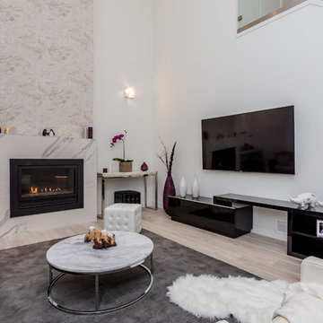 A contemporary living room with fireplace