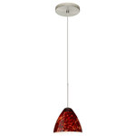 Besa Lighting - Besa Lighting 1XT-177941-SN Mia - One Light Cord Pendant with Flat Canopy - Mia has a classical bell shape that complements aeMia One Light Cord P Satin Nickle Garnet  *UL Approved: YES Energy Star Qualified: n/a ADA Certified: n/a  *Number of Lights: Lamp: 1-*Wattage:50w GY6.35 Bi-pin bulb(s) *Bulb Included:Yes *Bulb Type:GY6.35 Bi-pin *Finish Type:Bronze