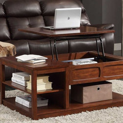 BOOKER BROWN WOOD COFFEE COCKTAIL TABLE LIFT TOP CASTERS EASY MOBILITY - Coffee Tables