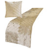 Designer Ivory Satin CA King 86"x18" Bed Runner, Pintucks, Textured-Glazed Satin