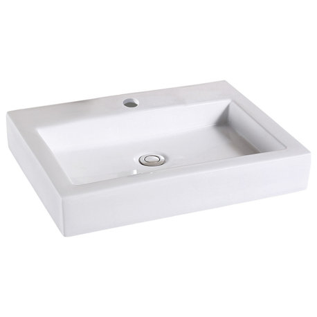 Luxier CS-021 Rectangular Bathroom Ceramic Vessel Sink Art Basin in White