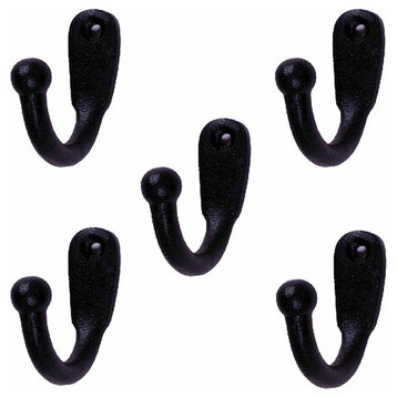 Coat Hooks Black Wrought Iron Knob Tip Set of 5 |