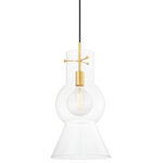 Mitzi - Mirabel 1 Light Pendant, Aged Brass - Mirabel is playful in spirit yet endlessly versatile. The totem shape offers more interest than a standard shade, sparking conversation and intrigue. Aged brass, polished nickel, or soft black hardware peeks through the glass shade, adding some flair to its simplistic form. Also available in a smaller size.
