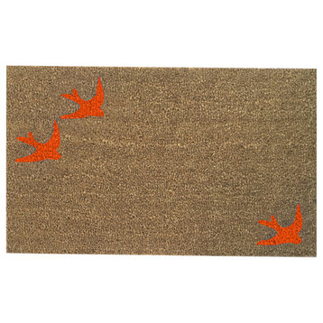 Hand Painted "Birds of A Feather" Doormat, Mr. Jones Orange