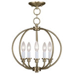 Livex Lighting - Livex Lighting 4665-01 Milania - Five Light Convertible Flush Mount - Canopy Included.  Canopy DiametMilania Five Light C Antique Brass *UL Approved: YES Energy Star Qualified: n/a ADA Certified: n/a  *Number of Lights: Lamp: 5-*Wattage:60w Candelabra Base bulb(s) *Bulb Included:No *Bulb Type:Candelabra Base *Finish Type:Antique Brass