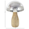 Modern Stainless Steel Mushroom Decor With Wooden Stalk, 11"