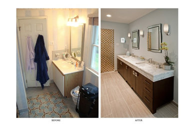 Mid-sized minimalist master bathroom photo in Miami