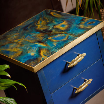 'Peacock’ resin bedside table
