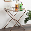 Madeira Arrow Metal Accent Table with Mirrored Tray Top, Rose Gold