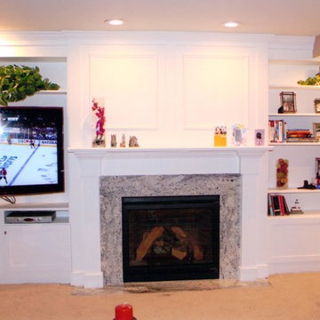 Direct vent fireplace with custom cabinets