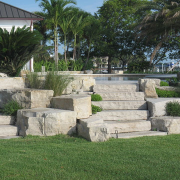 Outdoor Stone steps and rock garden