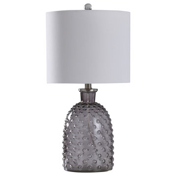 Textured Glass Table Lamp, Smoked Glass