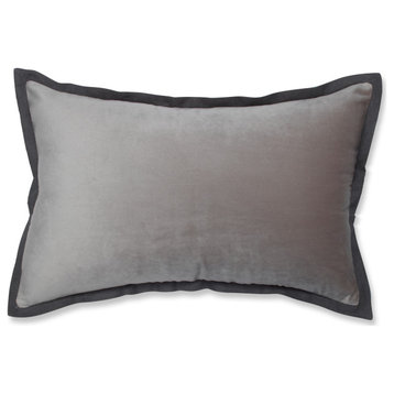 Velvet Flange Light Gray Rectangular Throw Pillow