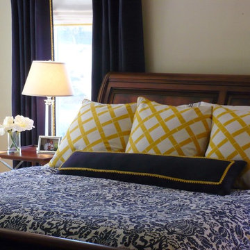 Navy Master Bedroom with Gold Accents