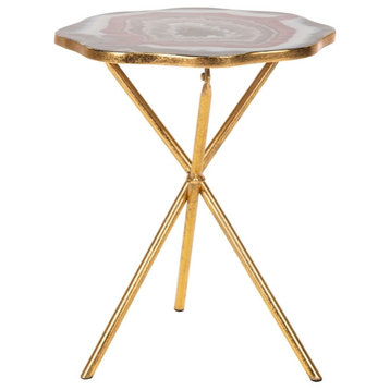 Marie Faux Agate Side Table Multi/Gold