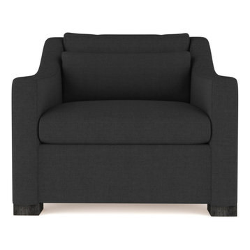 Crosby Box Weave Linen Chair, Black Jack, Extra Deep