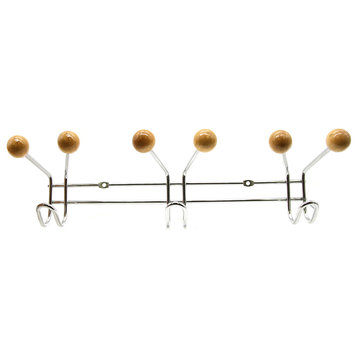 Wall Mounted Coat Rack 9 Hooks Chrome for Towel Hat Entryway