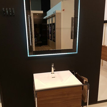 Wall Mounted Single Sink Bathroom Vanity Walnut/ Black