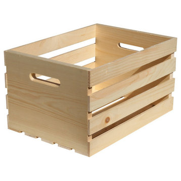 Crates & Pallet 67140 Unfinished Pine Wood Crate, Large, 18" x 12.5" x 9.5"