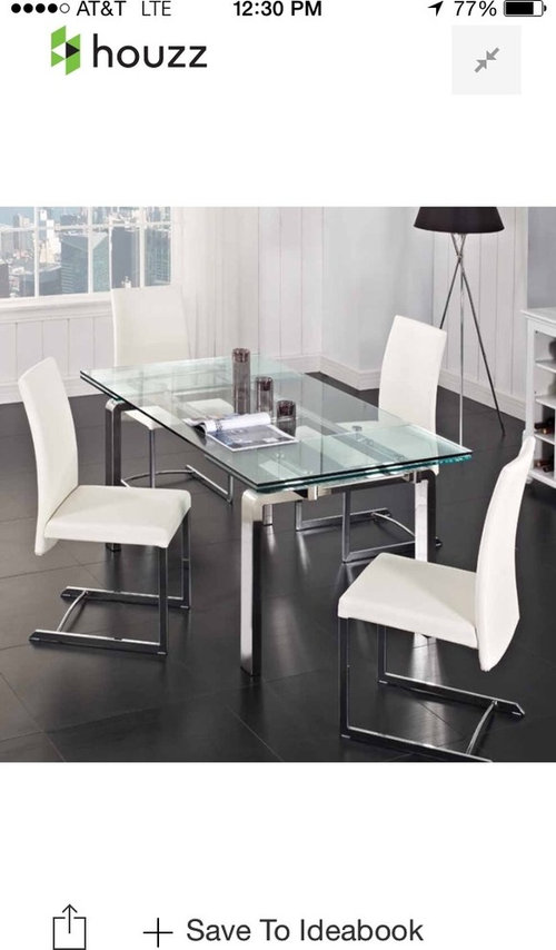 Modern extendable glass dining table