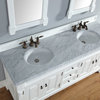 Brookfield 72" Double Vanity, Cottage White, 2cm Carrara White Marble Top
