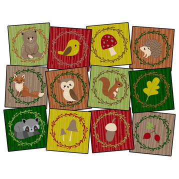 Flagship Carpets CW1880-15S12 Woodland Friends Seating, Set of 12