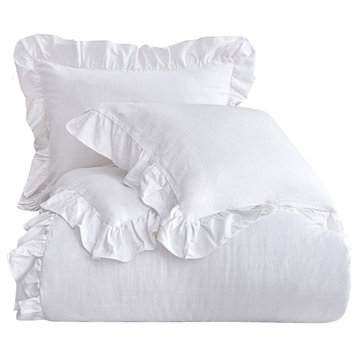 Lily Washed Linen Duvet Set, 3 Piece, White, King