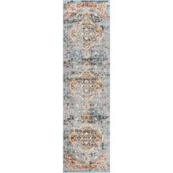 Kinsley Traditional Oriental Denim Runner Rug, 2'x10'
